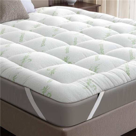 Ultra Soft Queen Mattress Topper - Viscose Made from Bamboo Mattress Pad - Picture 1 of 7